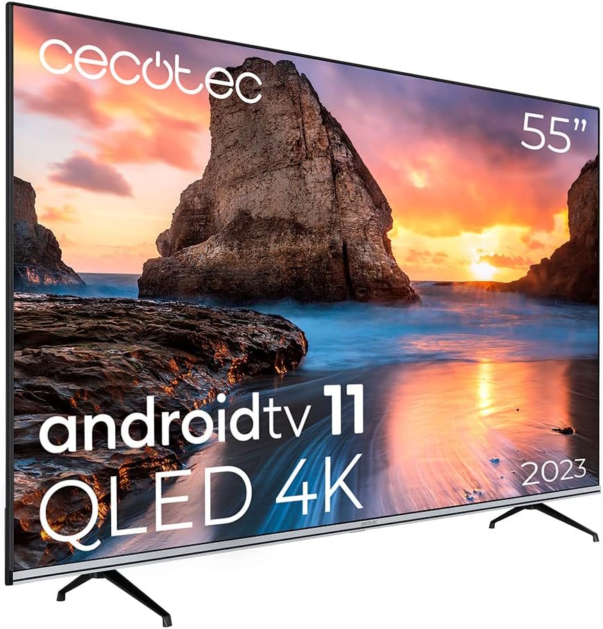 T¨¦l¨¦viseur Cecotec VQU10055, 4K UHD, HDR10, Android 11, mod¨¨le 2023, QLED, Dolby Vision, Dolby Atmos, Android TV, Frameles Design, MEMC
