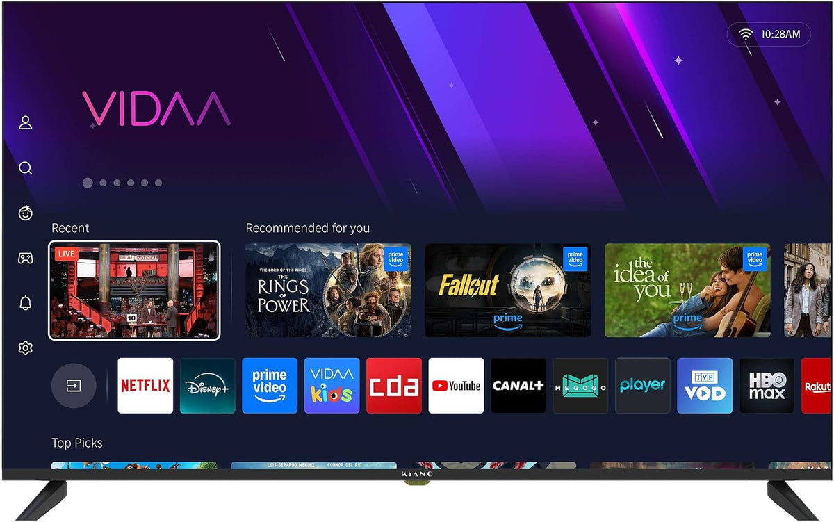 KIANO DVB-T2 T¨¦l¨¦viseur, Wi-Fi, 4K UHD, ¨¦clairage LED, D-LED, HDMI/USB, PVR USB, Design sans Bordures, VIDAA OS, HDR