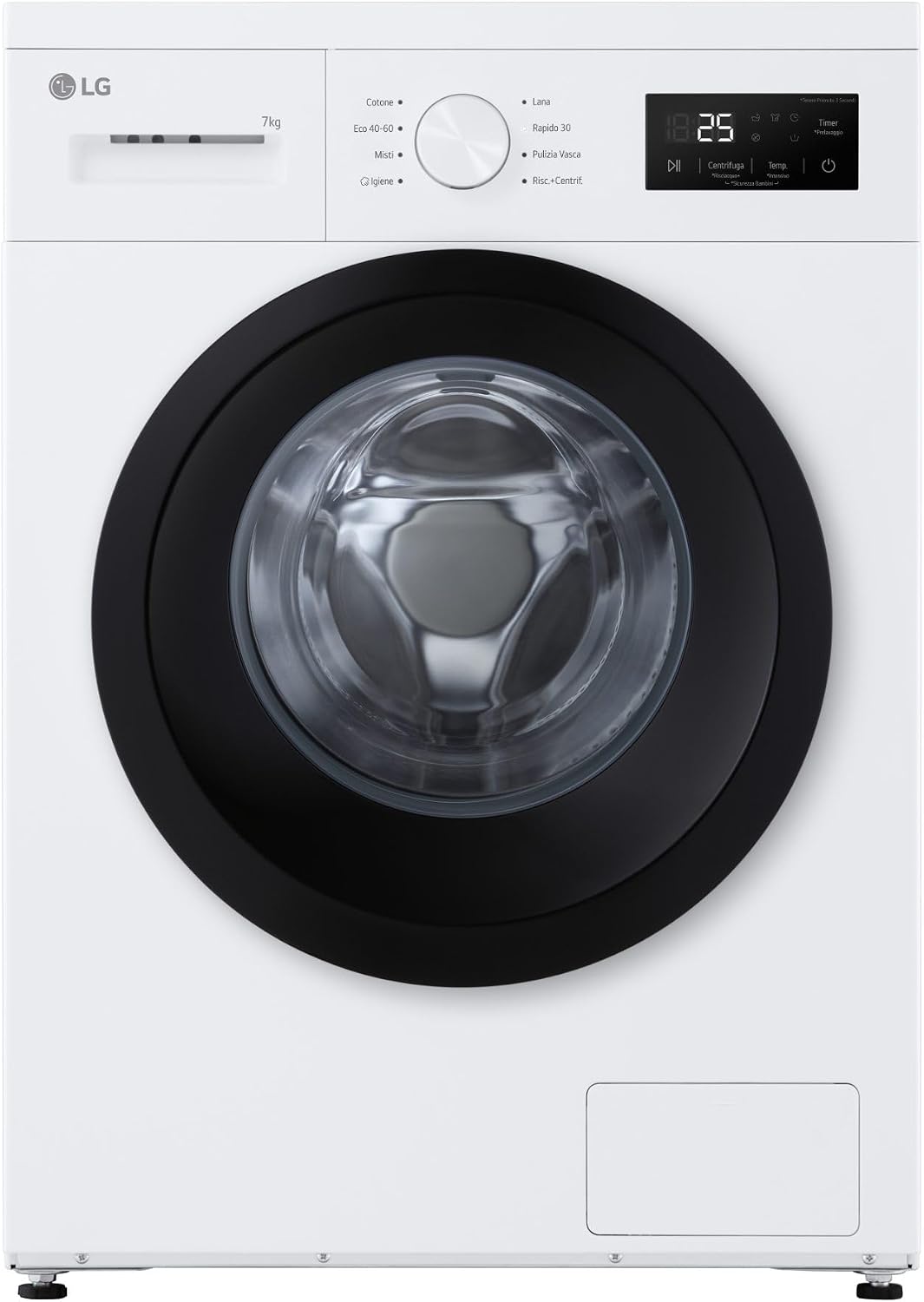 LG Lave-linge compact 7 kg, 1 350 tr/min, profondeur 47 cm, vapeur, moteur Inverter, classe A