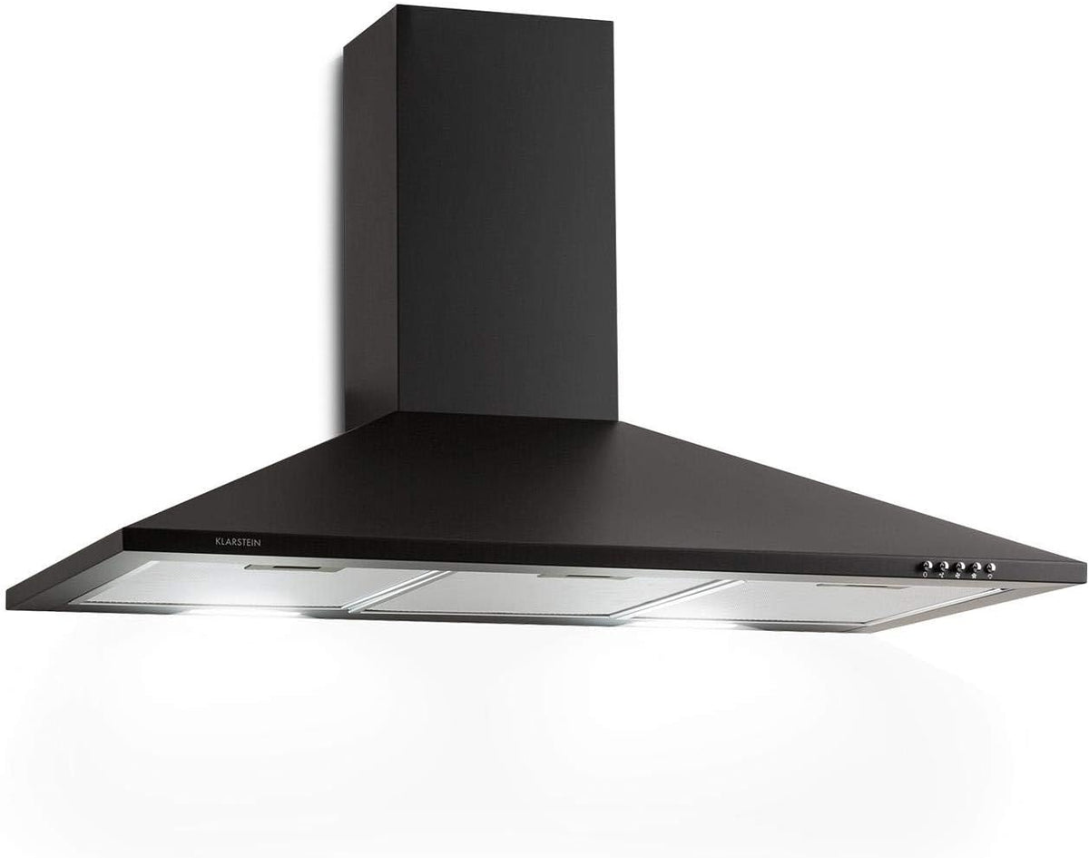 Hotte aspirante KLARSTEIN, acier inoxydable, ¨¦clairage LED, 65 W, 2, 5 W, 75 cm, 90 cm, 3 vitesses, 324 m3/h, 330 m3/h, d¨¦bit max. 324 m3/h, noir