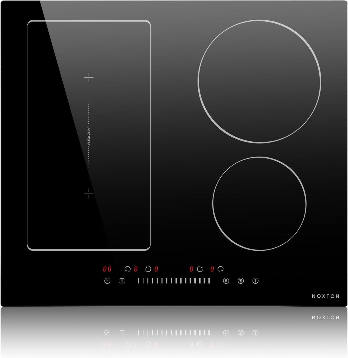 NOXTON Plaque ¨¤ induction encastrable 60 cm, 4 foyers, zone flexible, 7 200 W, 220¨C240 V, 9 niveaux