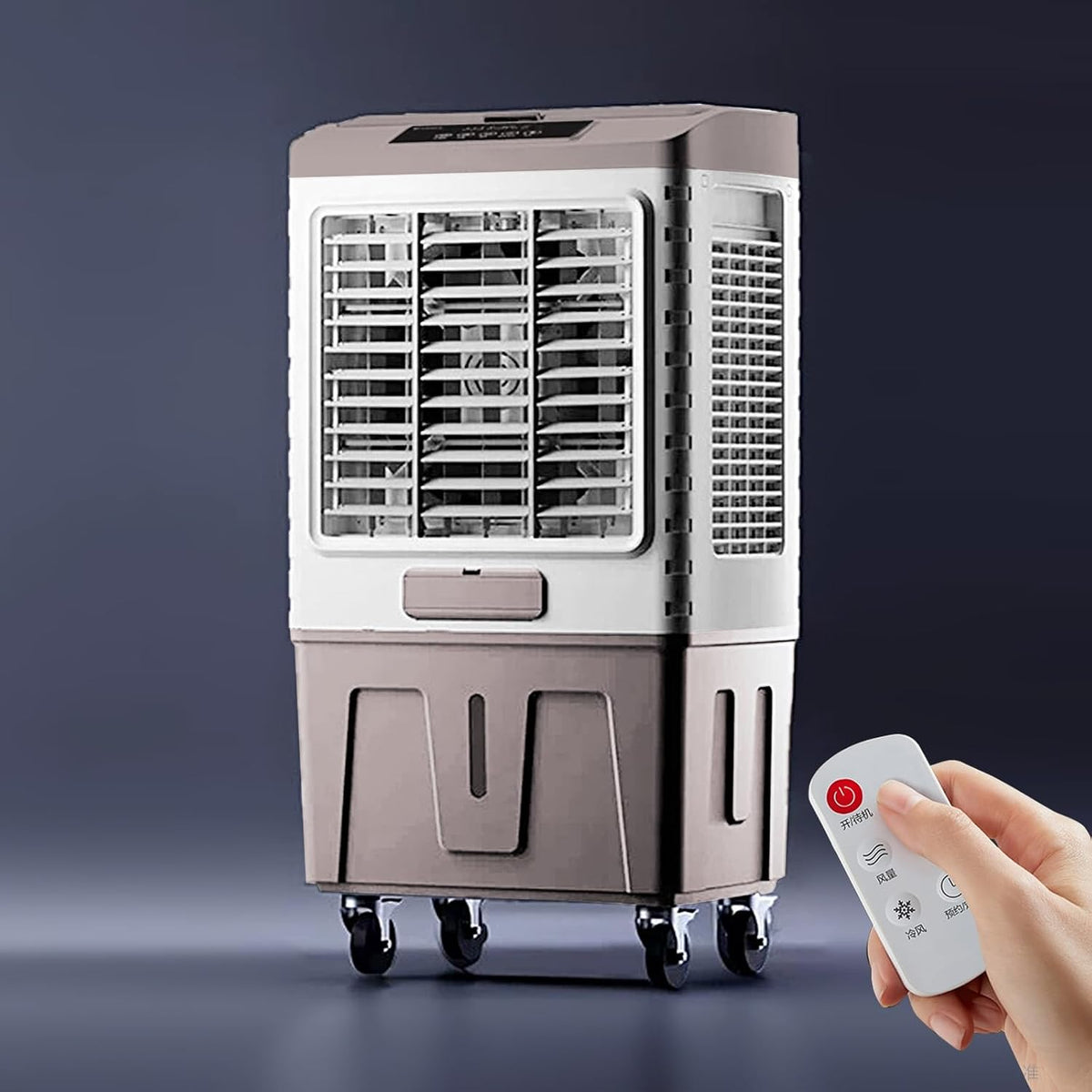 Climatiseur LLZJDDPLY, t¨¦l¨¦commande, 50 L, 3 Vitesses, Rafraichisseur d'air r¨¦servoir de 50 L, 68dB, Oscillation ¨¤ 120¡ã, ¨¦clairage LED, portable