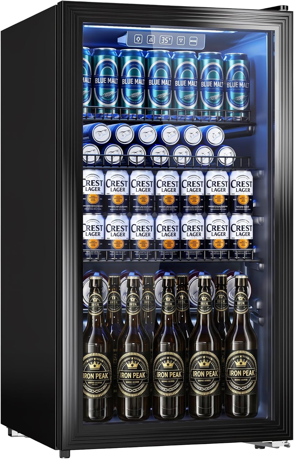 R¨¦frig¨¦rateur ¨¤ boissons, ¨¦clairage LED, Nanori, r¨¦glable, pose libre, porte vitr¨¦e