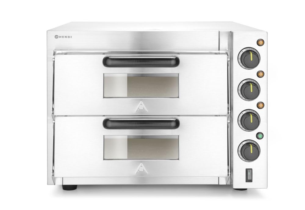 HENDI Four ¨¤ pizza, 39 cm, 230V, 3000W, 435mm, 350¡ãC, 2 chambres, 50/350 ?C, Argent